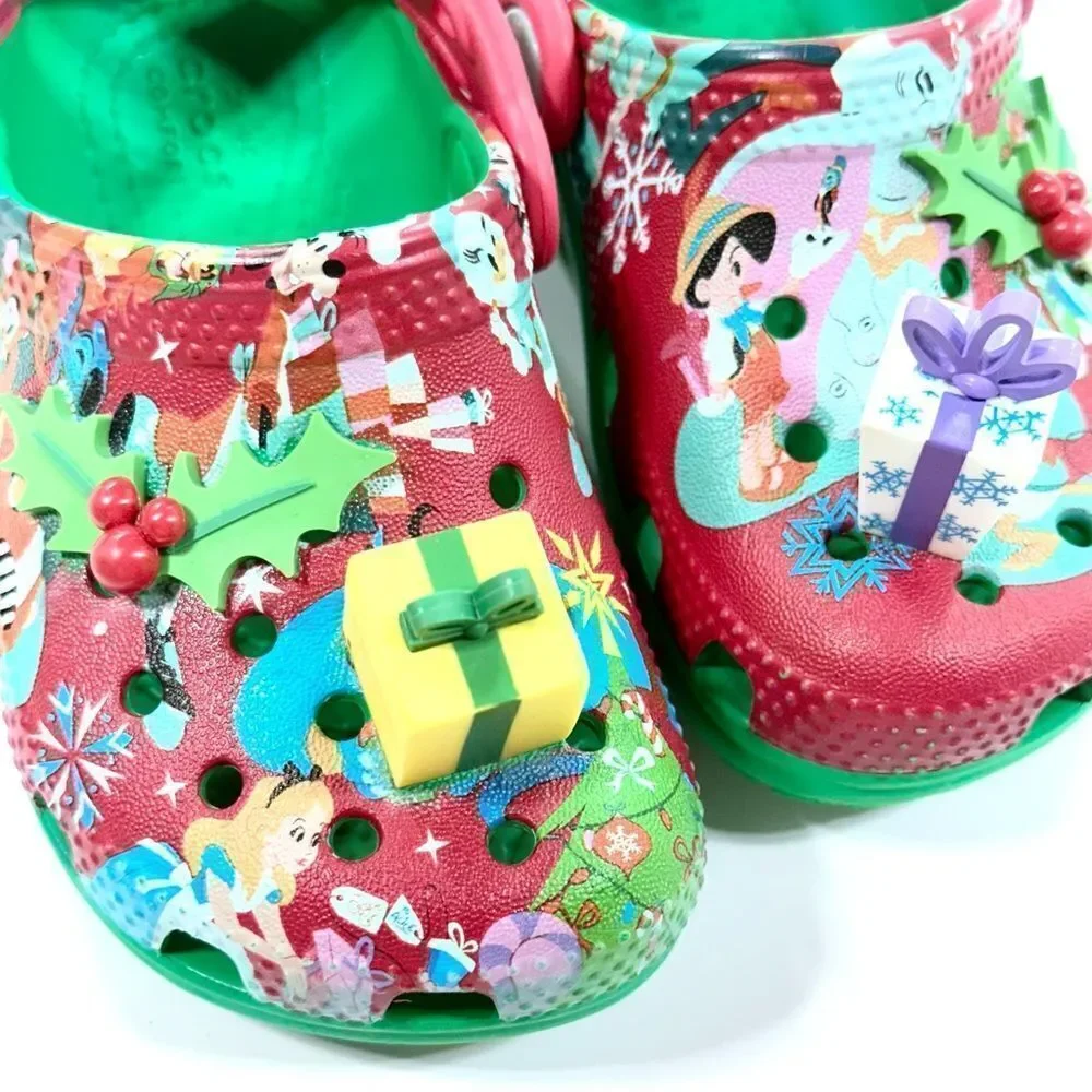 Crocs special edition Disney Parks holiday mules with attached present pegs 7